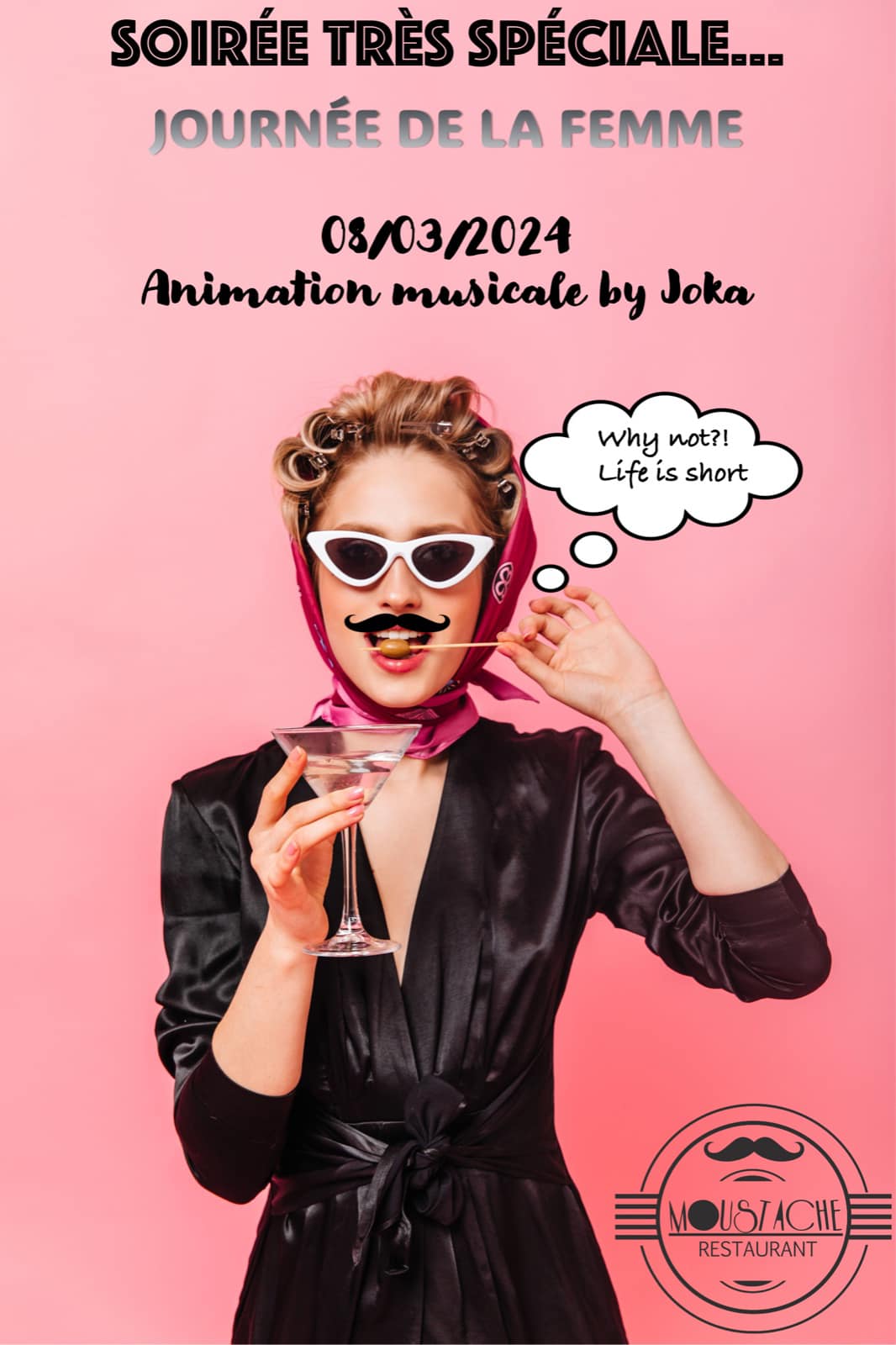 DIA MULHER NO RESTAURANTE MOUSTACHE
